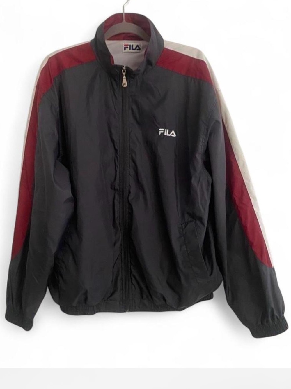 VINTAGE 90’S FILA SLATE GRAY WINDBREAKER ATHLEISURE SPORTT JACKET SIZE LARGE
